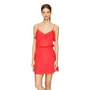 SzXS Talula Ulla Coral Ruffled Mini Dress with Side Pockets VGUC